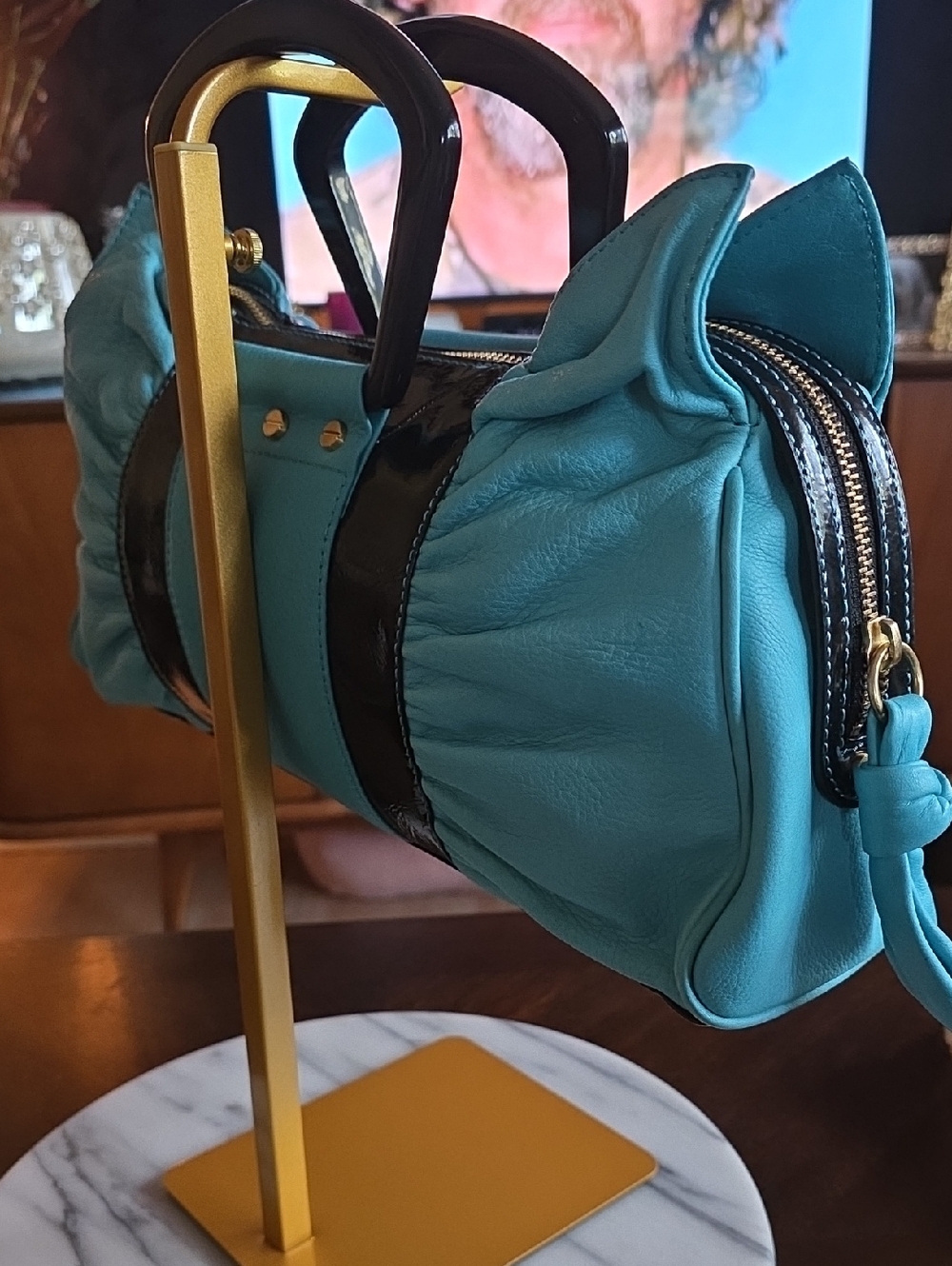 B Makowsky Blue and black Leather Bow Bag ๐๐ - Picture 5 of 14